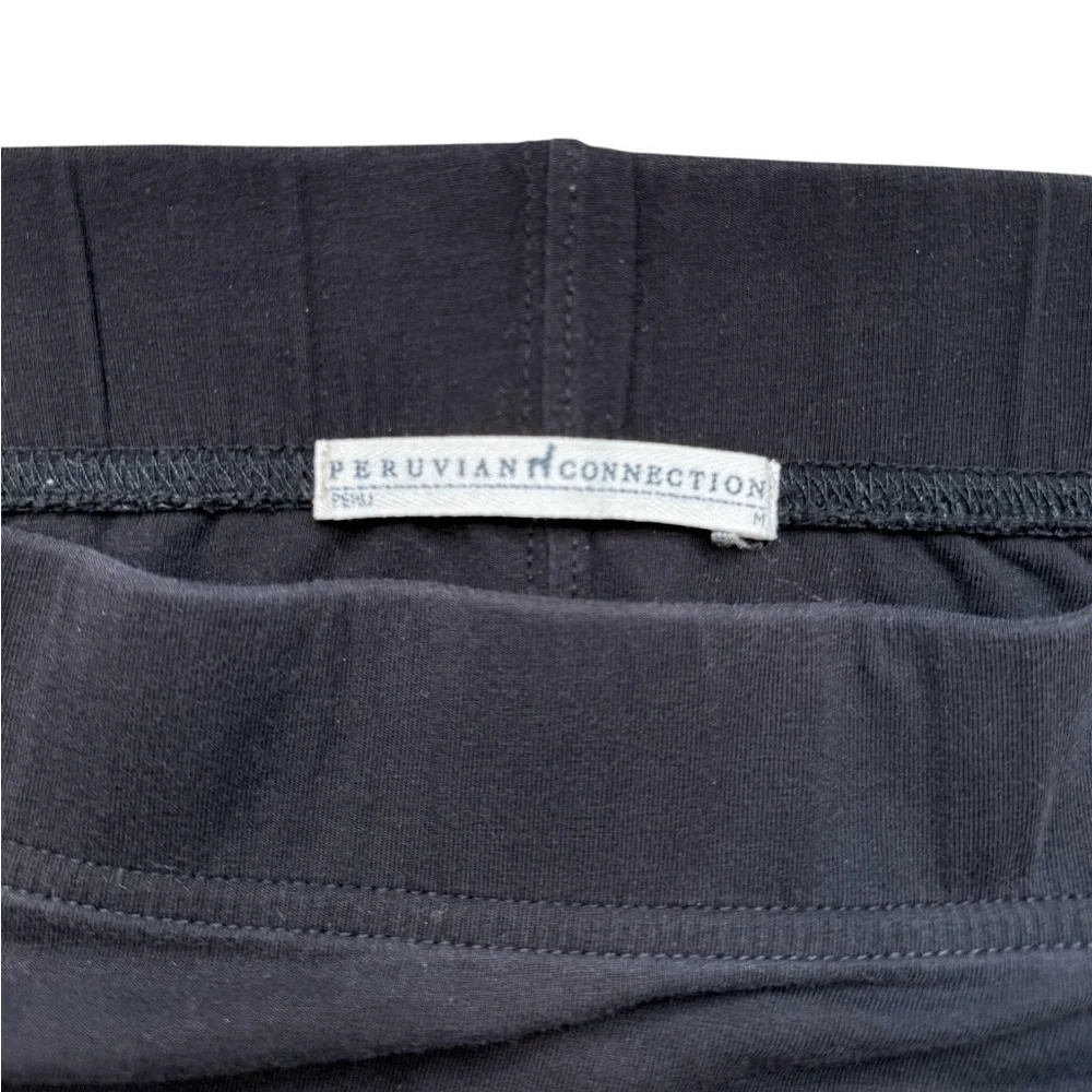 Peruvian Connection Women's Midi Skirt Black Pima Cotton Blend Size Medium
